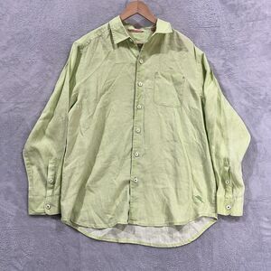 Tommy Bahama Linen Shirt Mens M Relax Green Long Sleeve Loose Casual Button‎ Up